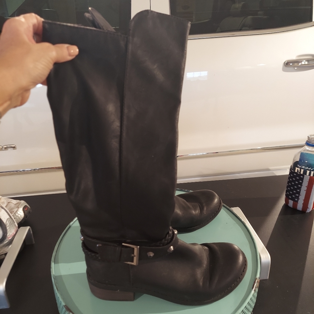 Womens knee high low heel boots